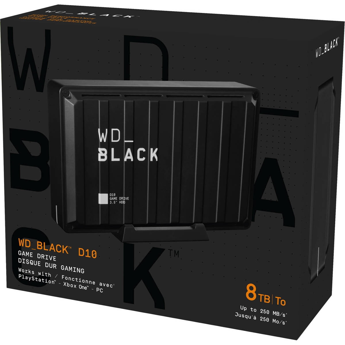 WD_BLACK 8TB D10 Game Drive USB 3.2 Gen 1, 3.5" Portable External Hard Drive HDD, 7200 RPM, Compatible with Playstation, Xbox, PC, & Mac - WDBA3P0080HBK-NESN