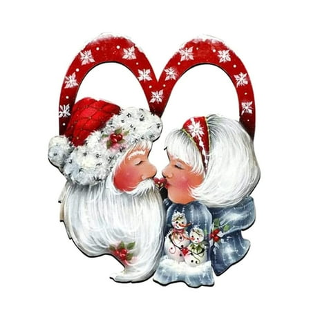 

Christmas Santa Claus Love Holiday Wreath for Xmas Party Festival Home Front Door Farmhouse Decoration Pendant Ornament