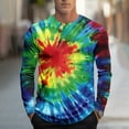 thumbnail image 2 of Mens Long Sleeve Tshirts Classic Fit Tie-dye Gradient Color Fall Spring Casual Tee Shirt Crew Neck Base Layer Tops (2XL, Tie-dye D), 2 of 5