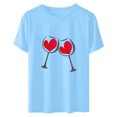 thumbnail image 5 of Diufon Hauts de la Saint-Valentin pour Femmes Décontracté Manches Courtes Col Rond Pull Chemise Imprimé Graphique Mignon Tendance, 5 of 5