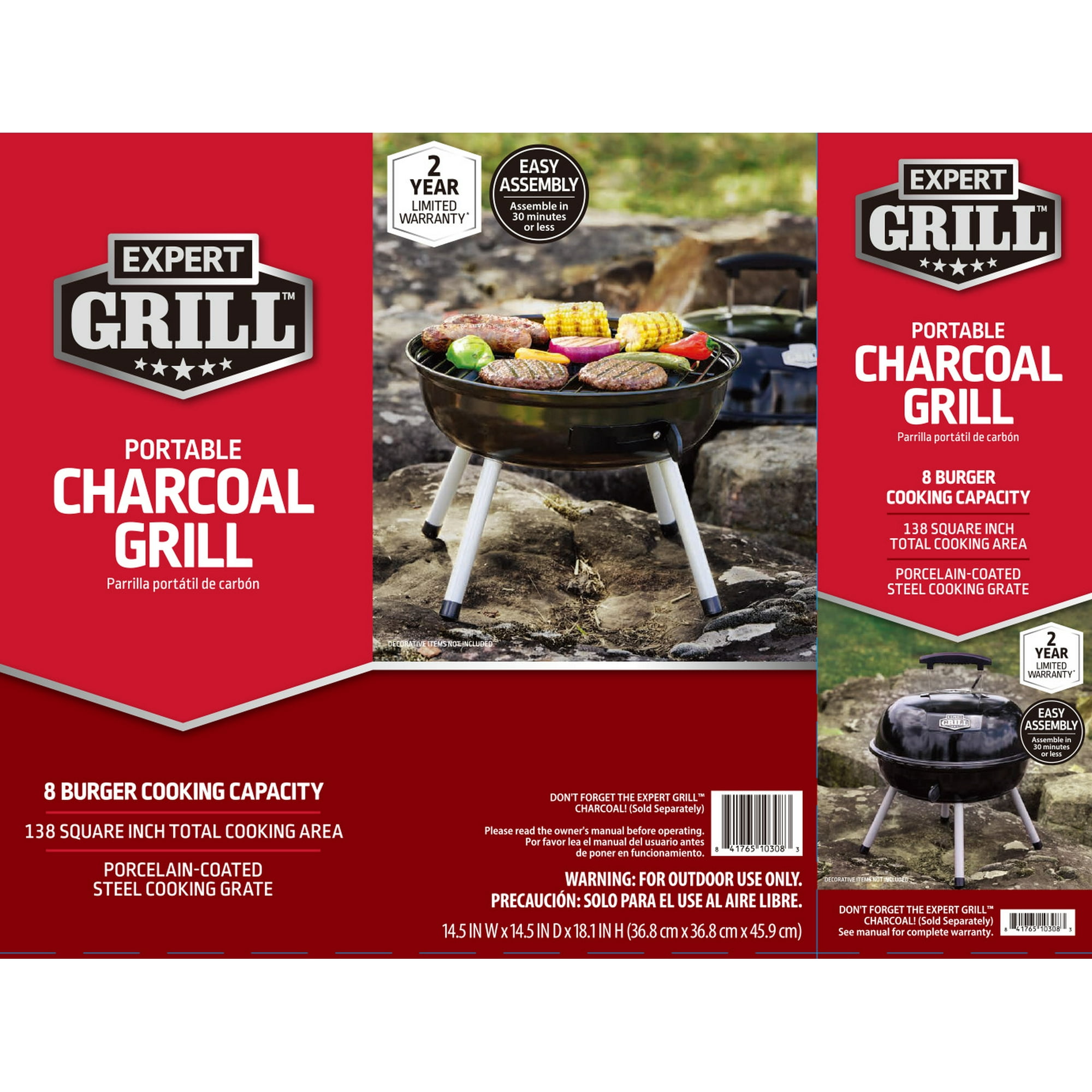 Expert Grill 14.5 inch Portable Charcoal Grill, Black