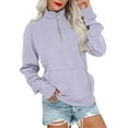 thumbnail image 2 of BODOAO Women's Quarter Zip Up Sweatshirt Long Sleeve Hooded Solid Color Oversized Sweatshirt Casual High Neck Pullover Sweatshirt for Trendy Y2K Fall Fashion Loose Fit Cozy Sweaters with Pocket, 2 of 4