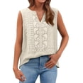 thumbnail image 6 of Tweang Sleeveless Shirts for Women Flowy Blouse Halter Solid Color Elegant Side Slit Summer Vacation Outfits Womens Cotton Linen Sleeveless Tank Tops Tanks Shirts Casual Comfy Summer Clothes Beige L, 6 of 9