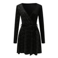 thumbnail image 4 of Vestido de fiesta largo con hombros descubiertos y purpurina para mujer - Vestido de noche sexy y brillante con dobladillo abierto (S-XXL), 4 of 7
