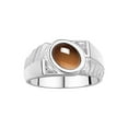 thumbnail image 1 of RYLOS Men's Rings Sterling Silver Cabochone Gemstone & Diamond Designer Smoky Quartz Rings For Men Size 9, 1 of 7