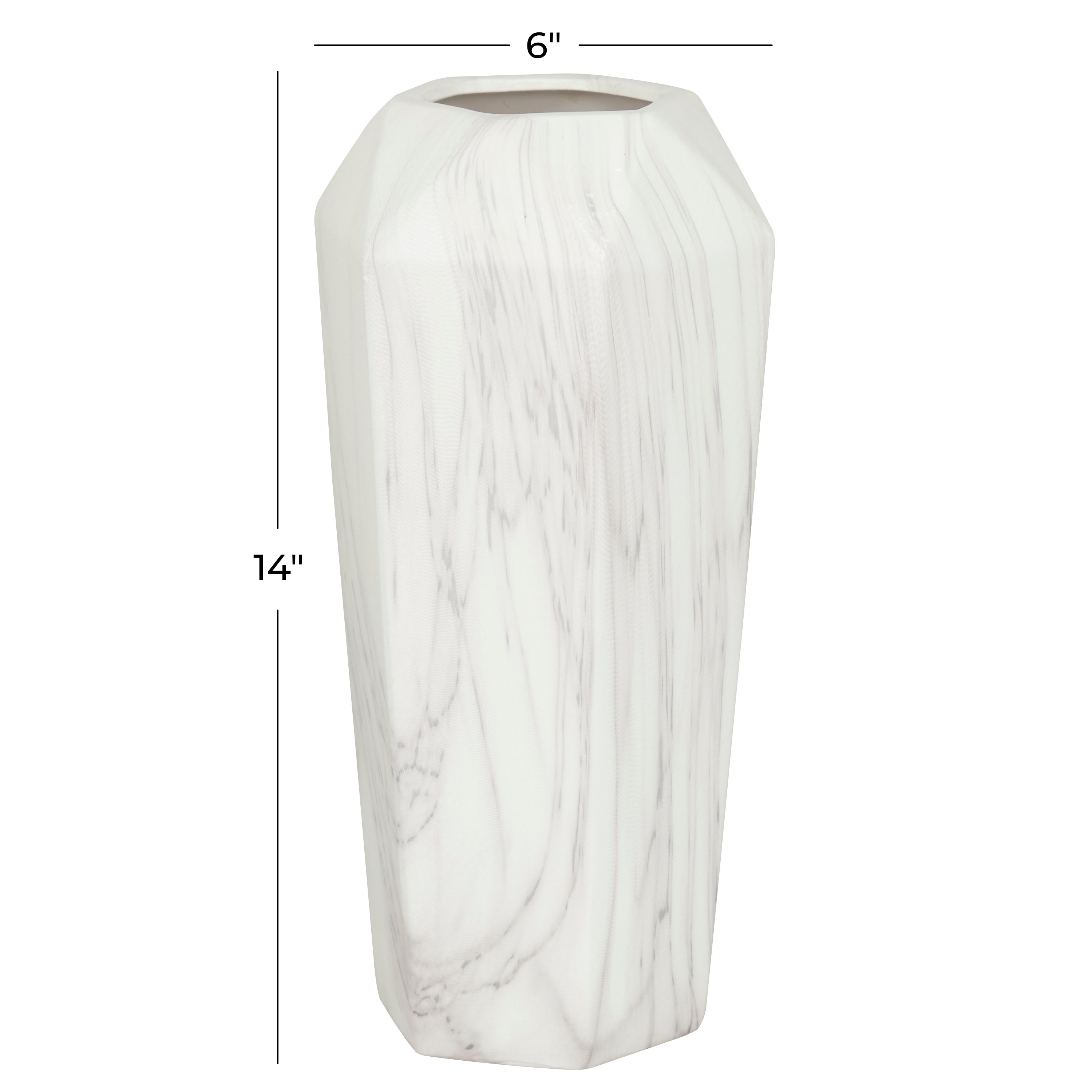 DecMode 14" Faux Marble White Ceramic Vase - image 3 of 9