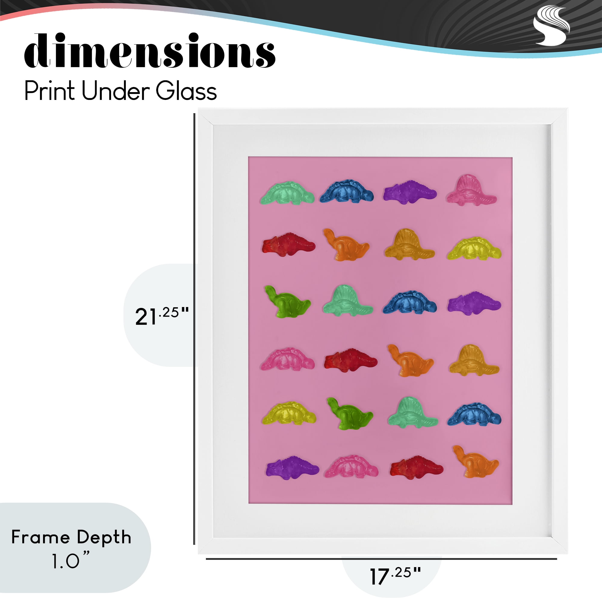 Stupell Industries Dinosaur Gummies on Pink White Framed Print Under Glass, design by LISH Creative