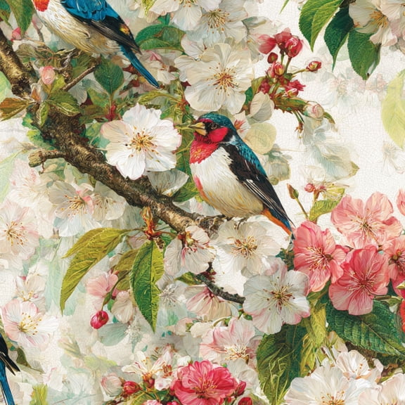 Chinoiserie Peel and Stick Wallpaper Botanical Cherry Blossom Print Garden Scene Wall Paper 23.6in x 9.8ft Self Adhesive Removable Renter Friendly Wallpaper for Bedroom Cabinets