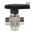 thumbnail image 1 of 3 Way Ball Valve 304 Stainless Steel BSPP Female Thread Valve For Water, 1 of 11
