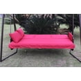 thumbnail image 7 of 3 Seaters  Outdoor Patio Metal Swing Chair,Swing Bed With Cushion And Adjustable Canopy,Swing Lounge For Garden, Balcony,Red, 7 of 7