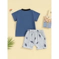 thumbnail image 5 of Musuos Baby Boy 2 Piece Set 6 12 18 24M 3T Round Neck Short Sleeve Front Pocket Tops + Elastic Waist Folded Hem Shorts, 5 of 10