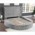 thumbnail image 3 of Bedroom Furniture Set Queen 4-Piece Gray Velvet Solid Wood with Storage | Gray | Wood, 3 of 12