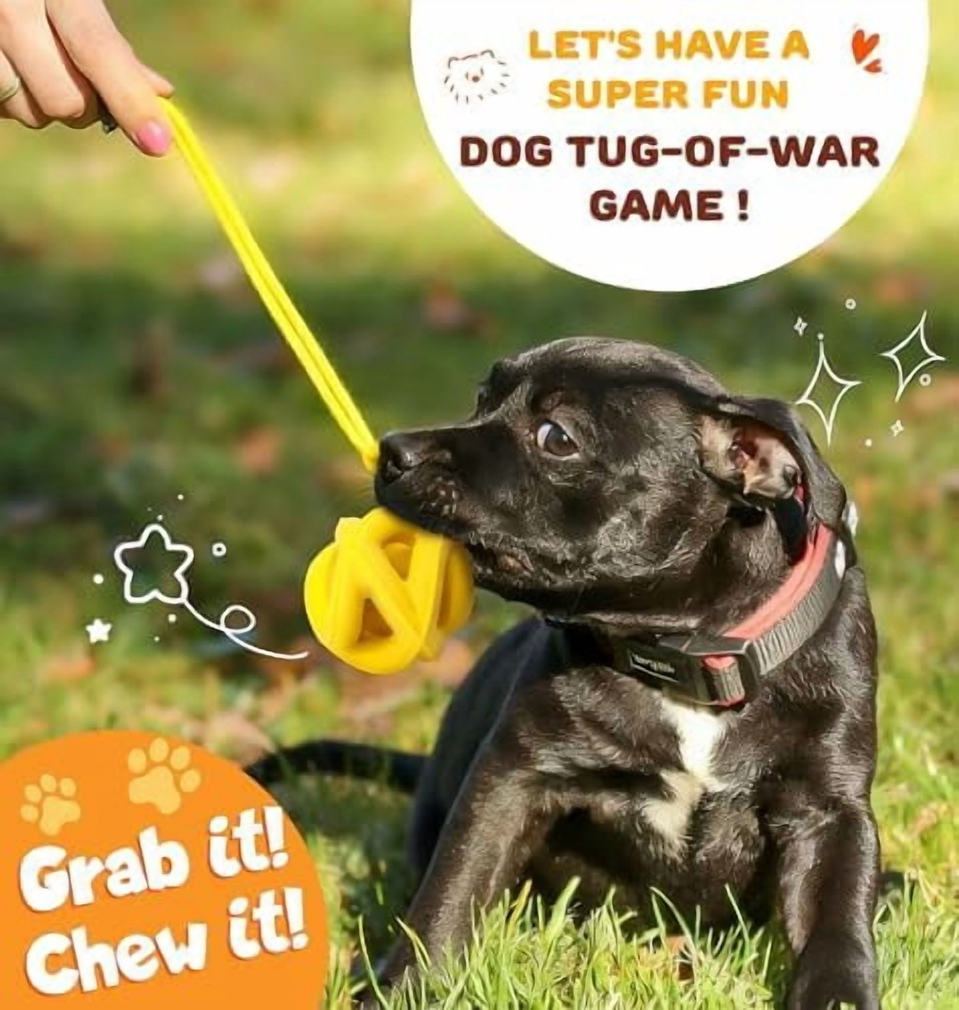 Interactive Dog Toys for Aggressive Chewers - Natural Rubber Durable Dog Toys to Keep Them Busy, Safe for Most Breeds, Dog Chew Toy for Anxiety Relief, Fetch Training, Lemon