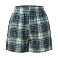 thumbnail image 5 of Women Shorts Summer Cute Soft Plaid Print Buttons Pajama Bottoms Comfy Shorts Basic Loose Sleepwear, 5 of 7