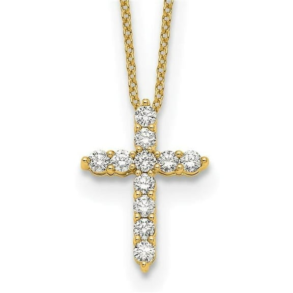 Primal Gold 14 Karat Yellow Gold Diamond Cross 18-inch Necklace