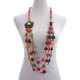 thumbnail image 1 of Collar estilo bohemio retro para mujer, concha de coco floral tejida a mano, cuentas de madera de concha de coco de colores, joyería de moda playera, colgante con abalorio., 1 of 7