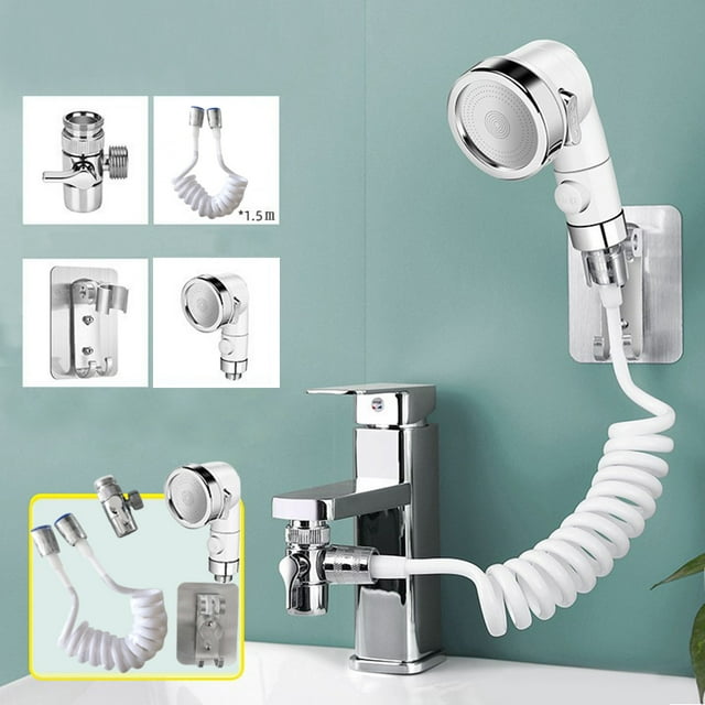 Boreal Craft Shampoo God Faucet External Shower Booster Small Nozzle Set Wash Basin Pool Bathroom Hand Held Extender Color Shower Heads High Pressure Shower Heads with Lights Shower Wand Head