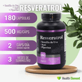 thumbnail image 3 of Resveratrol 180 Cápsulas | Uva Roja, Acai y Pimienta negra | Antioxidante |1000 mg por porción | Dura 3 Meses | Alta en Polifenoles | Ingredientes Naturales | Meses de suministro, 3 of 4