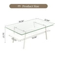 thumbnail image 2 of Rectangle Coffee Table,Metal Frame & Clear Glass & White Wood Top & White Leg,Double Layer Glass Coffee Table for Living Room,Office,Apartment,White, 2 of 8