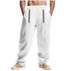 thumbnail image 2 of Pantalones largos para hombre, informales, holgados, de pierna ancha, con bolsillos con cordón, para playa, para hacer ejercicio, rectos, de poliéster., 2 of 9