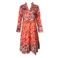 thumbnail image 4 of DHFJKG Bohemian Floral Dresses For Women Vintage Ethnic Style Mini Dress Long Sleeve Notch V Neck Loose Fit Boho Tunic Dress Beach Vacation Clothes Trendy Dresses, 4 of 4