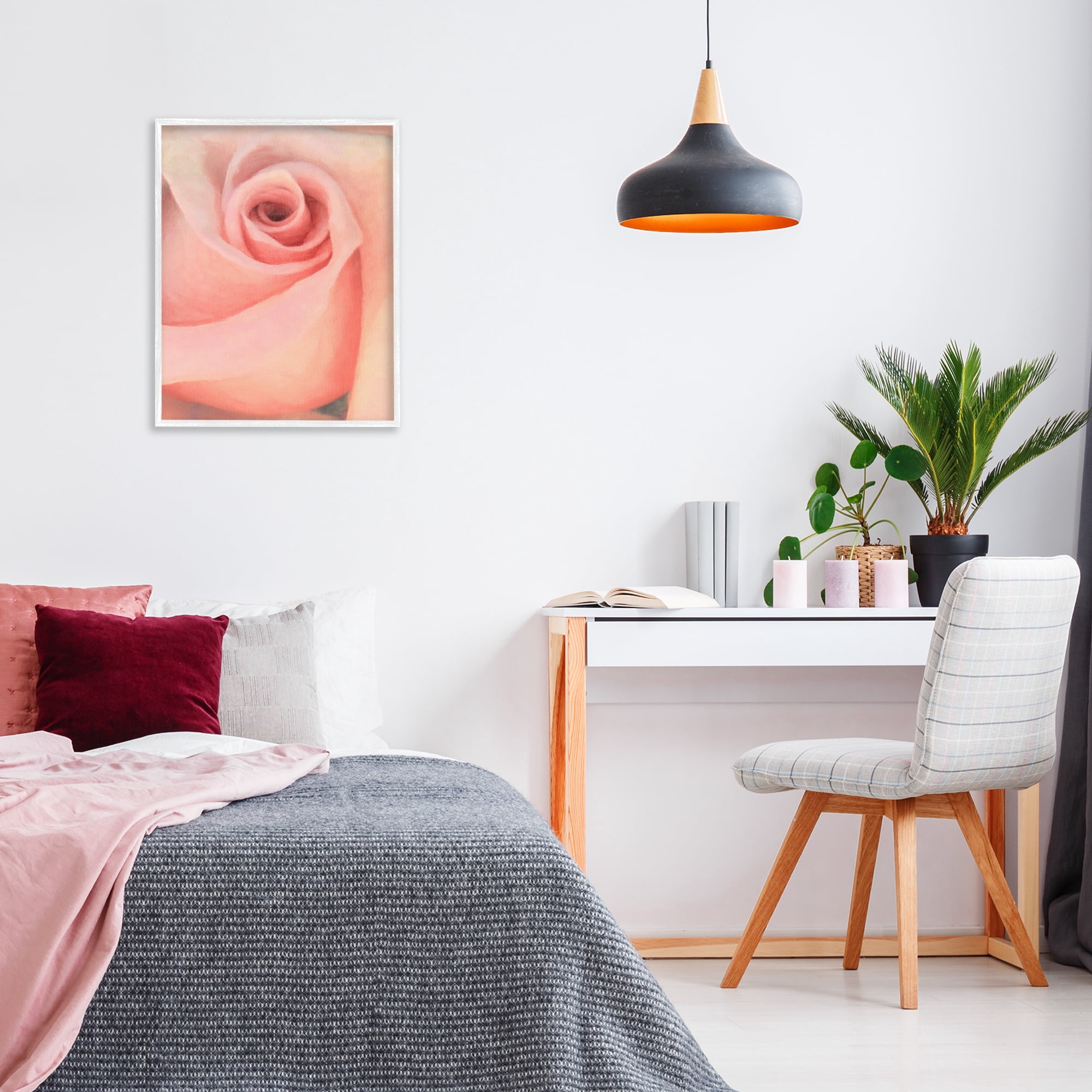 Stupell Industries Spiral Rose Anther Botanical & Floral Painting White Framed Art Print Wall Art, 24 x 30