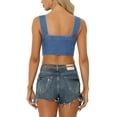 thumbnail image 3 of INSPIRE CHIC Denim Corset Tops for Women's Button Down Sleeveless Bustier Jean Crop Tank Top XS Blue, 3 of 6