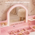 thumbnail image 5 of LINLUX Kids Vanity Table and Chair Set with Mirror and Large Storage, Princess Makeup Dressing Table for Girls, Pink, 5 of 10