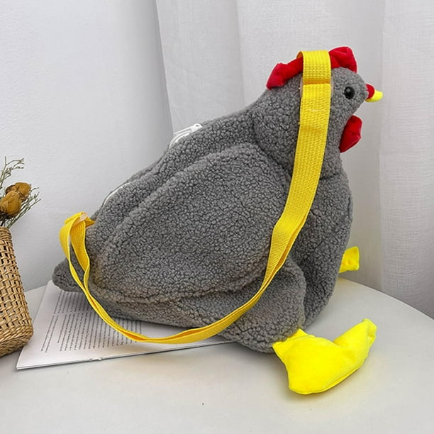Bolso de hombro Macarena de peluche de pollo gris para mujer