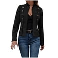 thumbnail image 4 of YDFCWXW Faux Leather Suede Jacket for Women, Long Sleeve Business Casual Blazer Coat, Fall Winter 2025 Fashion Outerwear (Black, L), 4 of 8