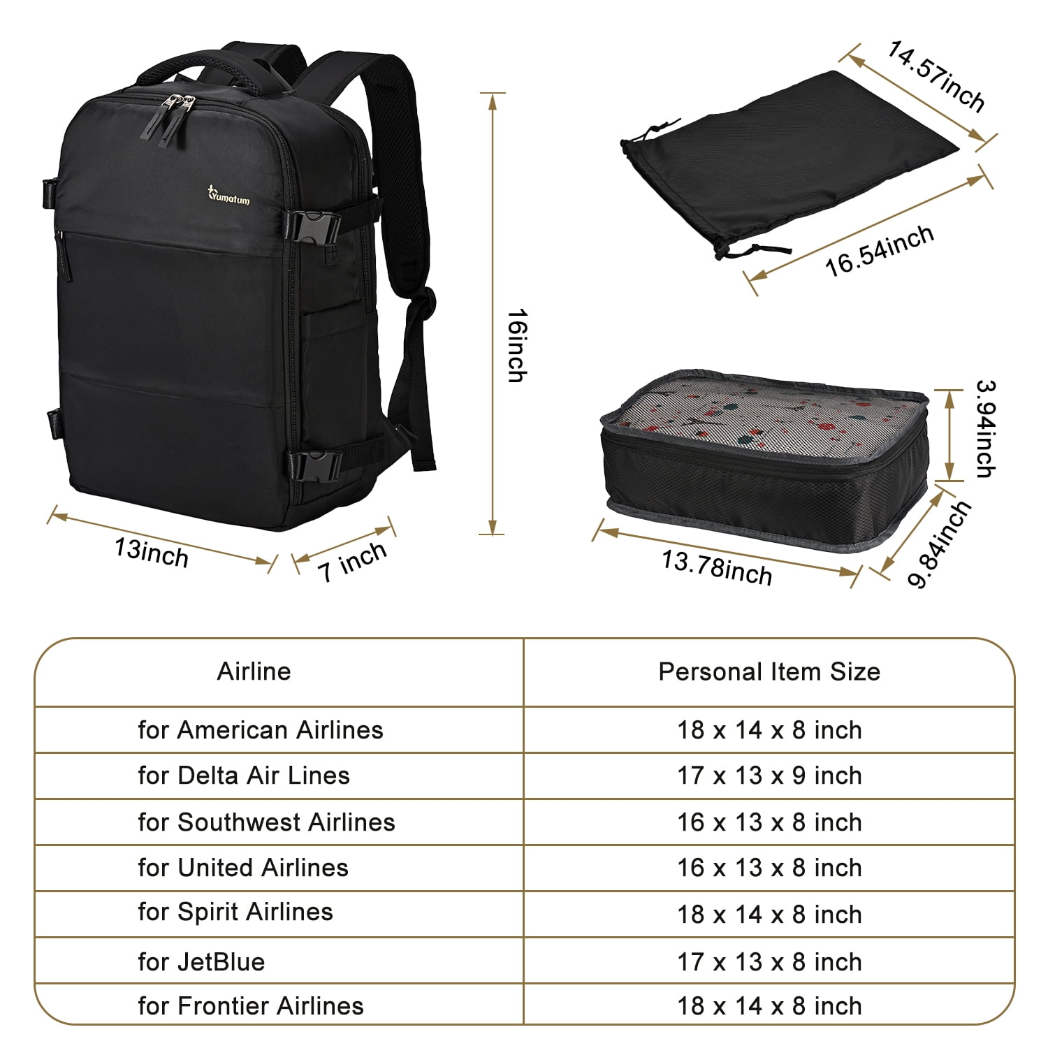 Travel Backpack for Men & Women, Laptop Backpack with USB Port, Flight Approved Carry on Backpack Fits 16" Laptop, Black