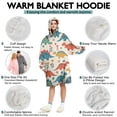 thumbnail image 5 of Wearable Oversized Blanket,Beige Cartoon Dinosaurs Flowers Pattern Wearable Blanket Hoodie for Adults,Cozy Hooded Blankets with Super Pockets,Super Warm Fuzzy Pullover for Women & Men, 5 of 6