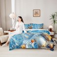 thumbnail image 5 of Manfei Cute Seashell 7pcs Queen Bedding,Blue Sea Waves Bedding Comforter Set Queen,Reversible, 5 of 8