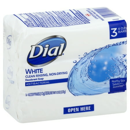 Dial Antibacterial Deodorant Soap 4oz Bars, White, 3 (The Best Antibacterial Soap)