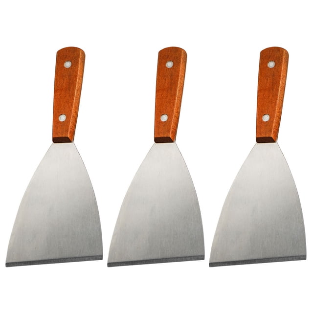 GOOHOCHY 3 piezas de raspador de parrilla de acero inoxidable, espátulas para plancha inclinadas, pala para carne, espátulas para carne de acero inoxidable