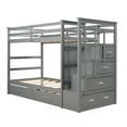 thumbnail image 3 of Bellemave Bunk Bed with Trundle and Stairs, Solid Wood Twin Over Twin Bunk Bed with 4 Storage Drawers for Teens Adults (Grey), 3 of 8