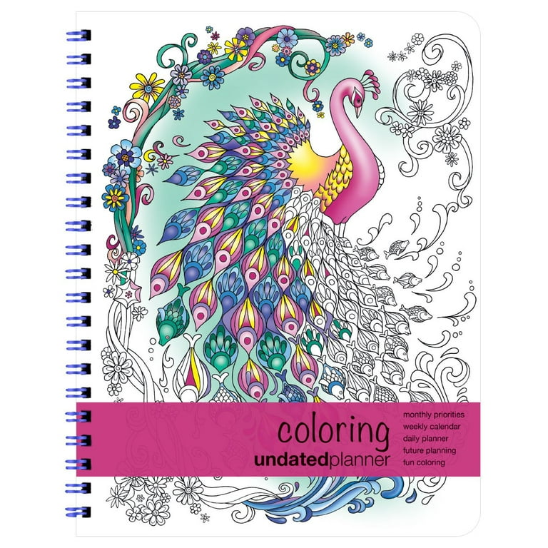 Action Publishing Undated Coloring Day Planner (8.5 x 11 Inches) Large - Weekly & Monthly Organizer, Appointment Schedule, Goals and Notes