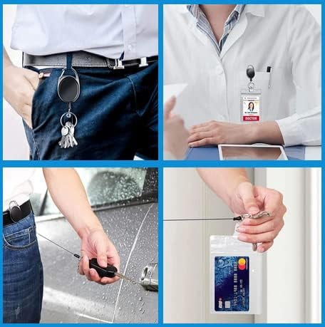 DEKEones 50-Pack Retractable Badge Holders with Carabiner and Key Ring