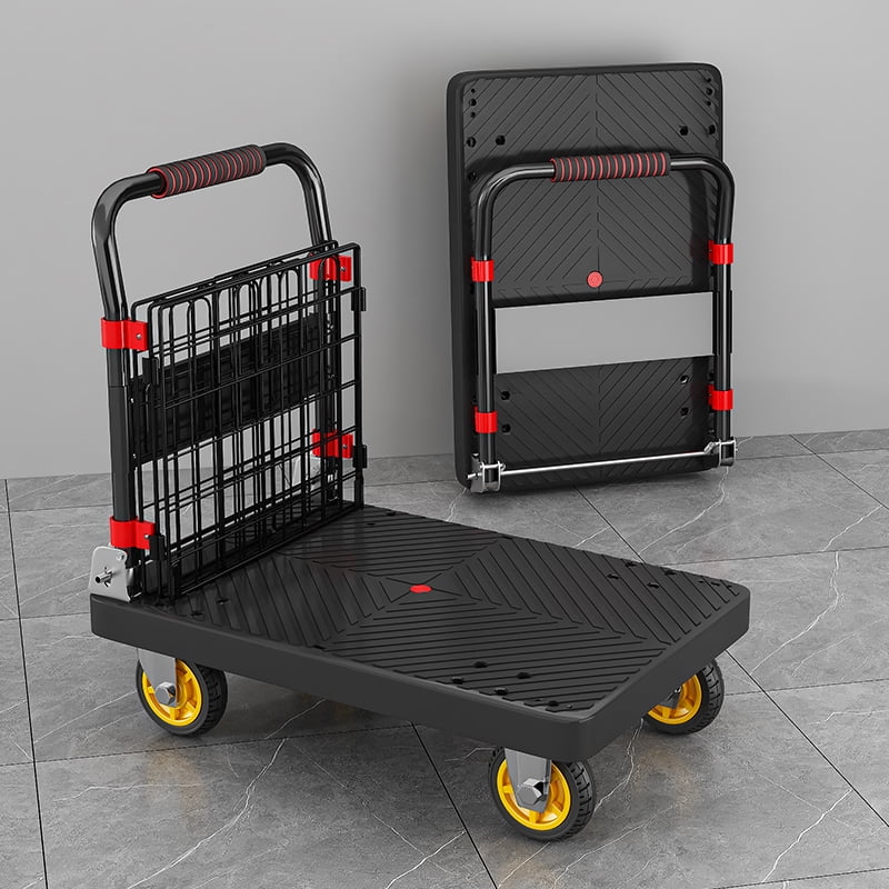 VAETTLO 650lbs Foldable Hand Truck with Cage, Heavy Duty 2-in-1 Platform Cart for Moving & Warehouse