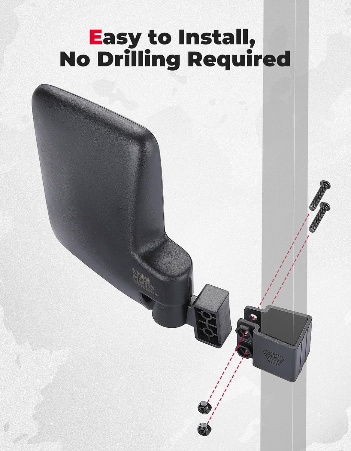 KEMIMOTO No Drilling Golf Cart Side Mirrors, Universal Rear View Mirror for 0.75"-1.25" Square Rail, Folding Design