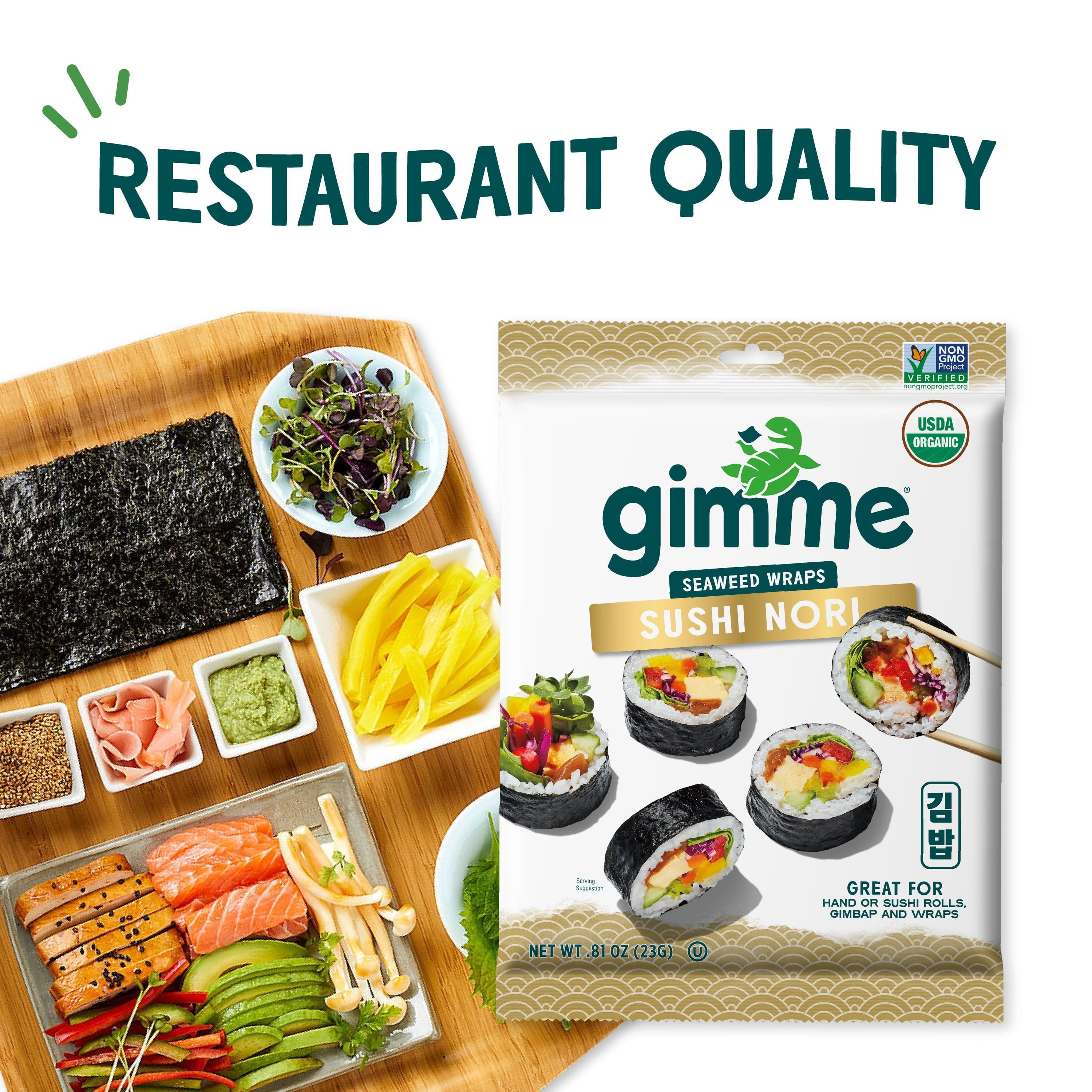 Gimme Seaweed Organic Sushi Nori, Roasted Wraps Sheets, 0.81oz - Walmart.com Gimme Seaweed Organic Sushi Nori, Roasted Wraps Sheets, 0.81oz - Walmart.com
