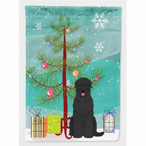 Carolines Treasures BB4151GF Merry Christmas Tree Black Russian Terrier Flag Garden Size