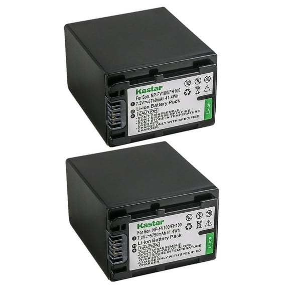 Kastar 2-Pack NP-FH100 Battery Replacement for Sony DCR-SR62, DCR-SR65, DCR-SR77, DCR-SR8, DCR-SR80, DCR-SR82, DCR-SR85, DCR-SR87, DCR-SR90, DCR-SX30, DCR-SX31, DCR-SX40, DCR-SX41, DCR-SX50 Camera