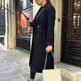 thumbnail image 5 of Women Winter Overcoat Elegant Double-breasted Solid Color Long Sleeve Loose Warm Mid-calf Length Turn-down Collar Lady Winter Coat Female Clothes, 5 of 7