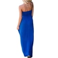 thumbnail image 4 of Summer Strapless Off the Shoulder Solid Color Women Long Party Maxi Dress with Pocket, 4 of 4