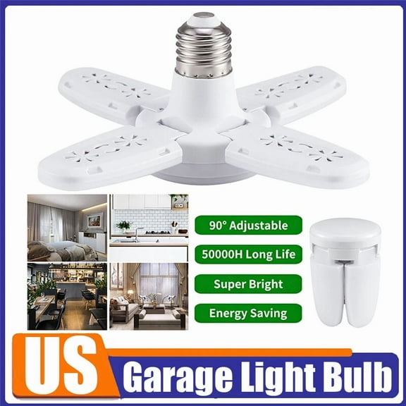 E27 Led Garage Light Bulb 28W Deformable Ceiling Fixture Lights Workshop Lamp
