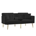 thumbnail image 5 of Twin Futon Sleeper Sofa,Velvet Upholstery Convertible Sofa Bed with Gold Metal Legs Adjusting Backrest Futon for Small Spaces, 5 of 6