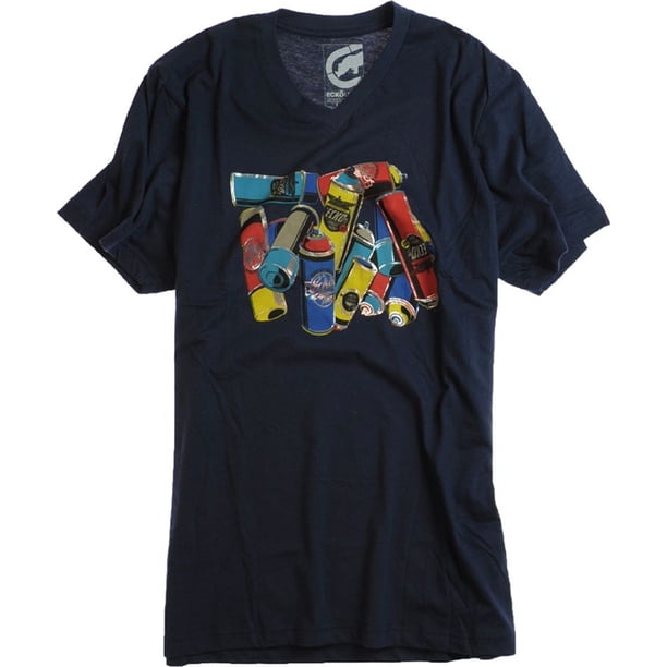 Ecko Unltd. Camiseta estampada con cuello en V Can Blast para hombre, azul, grande