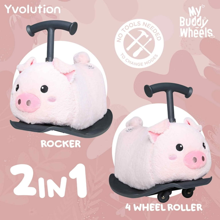 Yvolution Rock Roller Pig Plush Ride-On Toy for Kids 10
