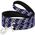 thumbnail image 1 of buckle-down "plaid x2 purple gray white black" dog leash, 1 of 1